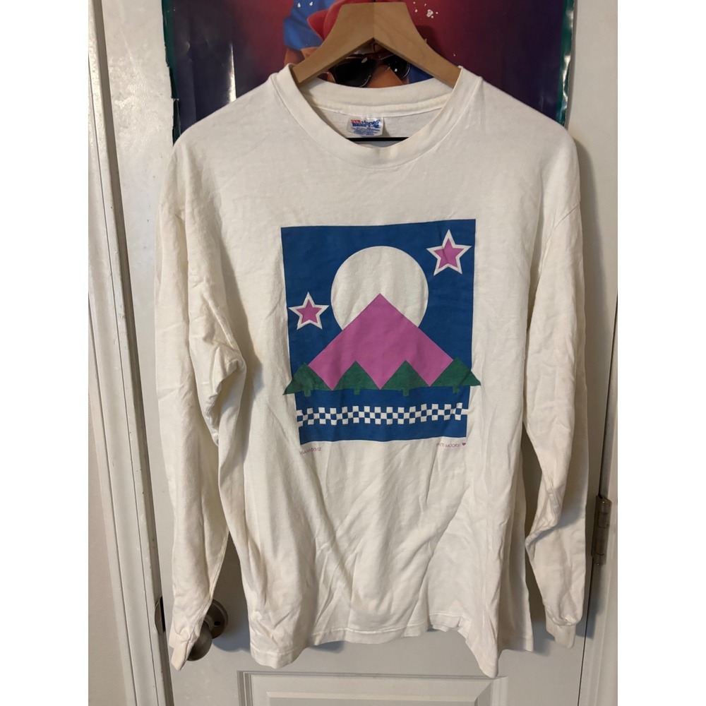 Vintage art jesus Long Sleeve Shirt White 90s Patti Moore Isaiah 55:12 XL